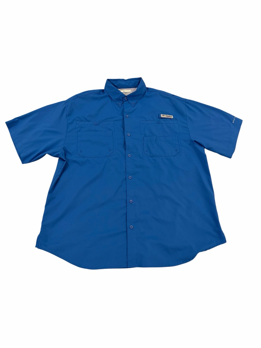 Columbia PFG Omni-Shade Fishing Shirt Mens Large Blue Vented EUC